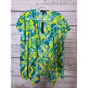 C Wonder by Christian Siriano Floral Blouse open front women's size medium